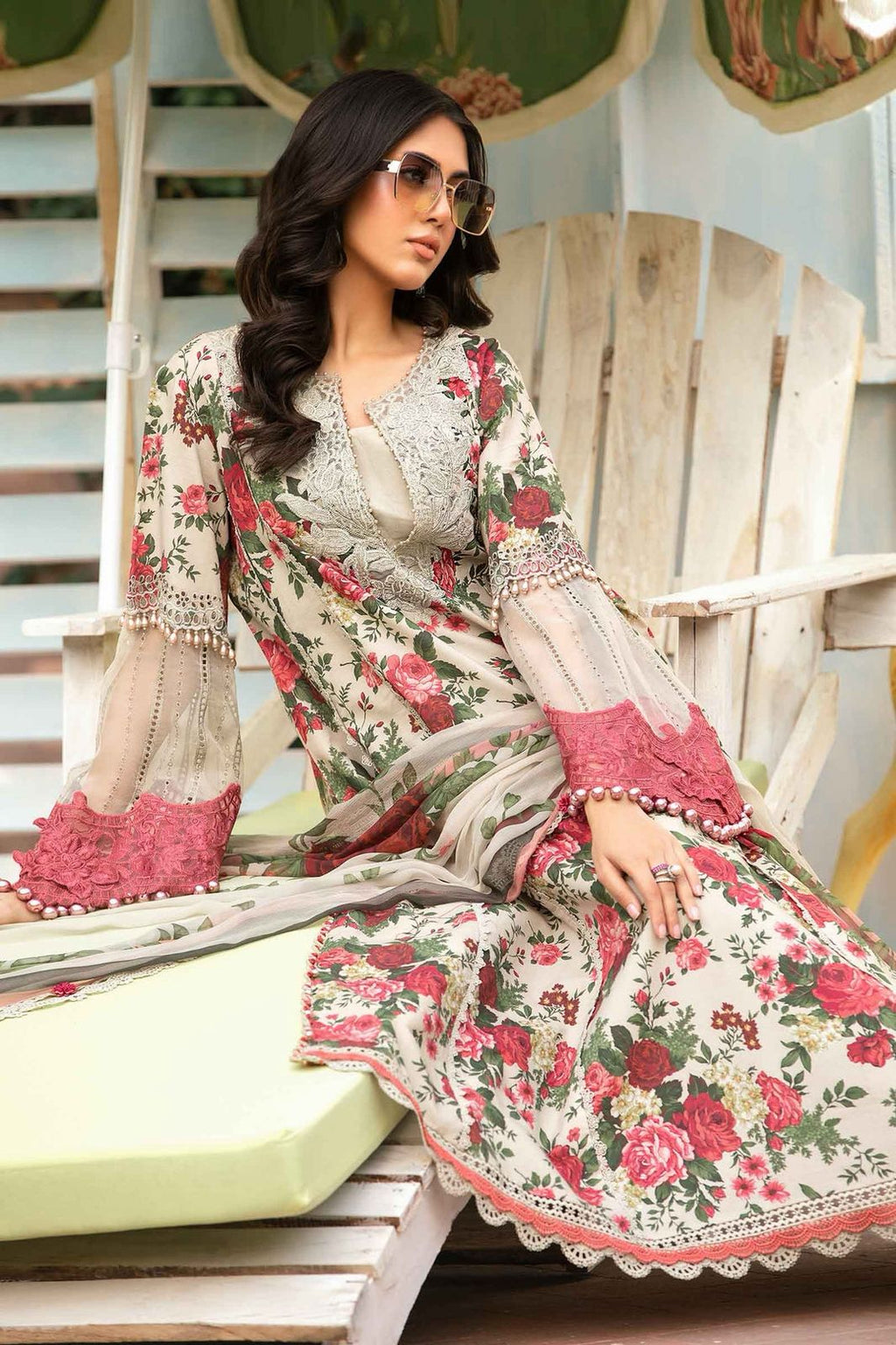 Luxury Edition– 3Pc Unstitched Digital Printed Linen Suit with Embroidered Patches