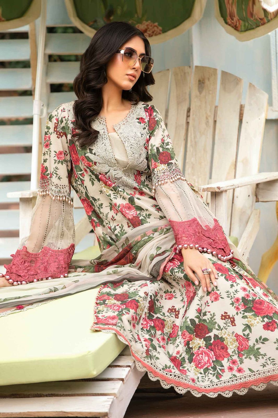 Luxury Edition– 3Pc Unstitched Digital Printed Linen Suit with Embroidered Patches