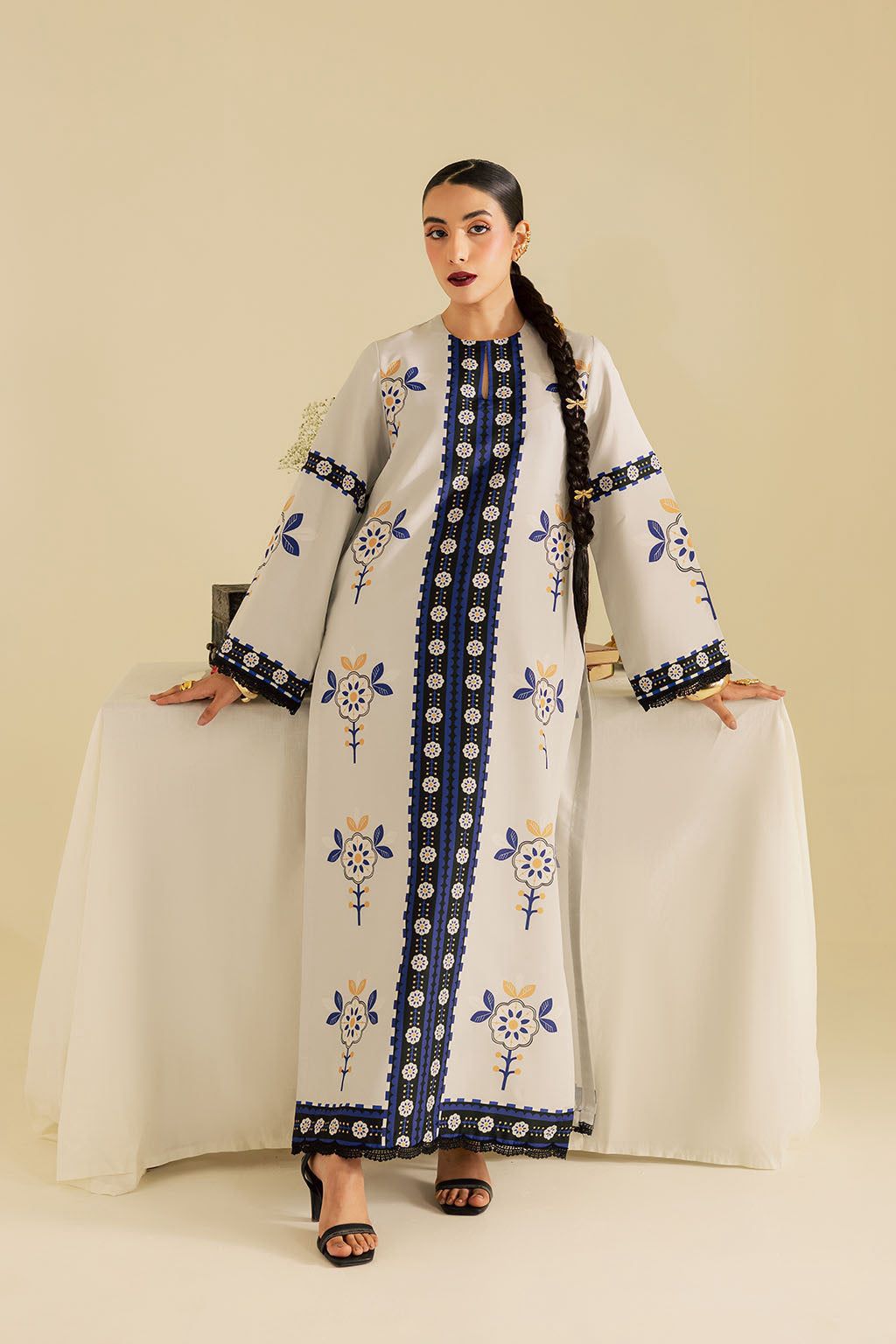 Beauty– 3Pc Silk Unstitched Suit featuring Digital Print on All Sides
