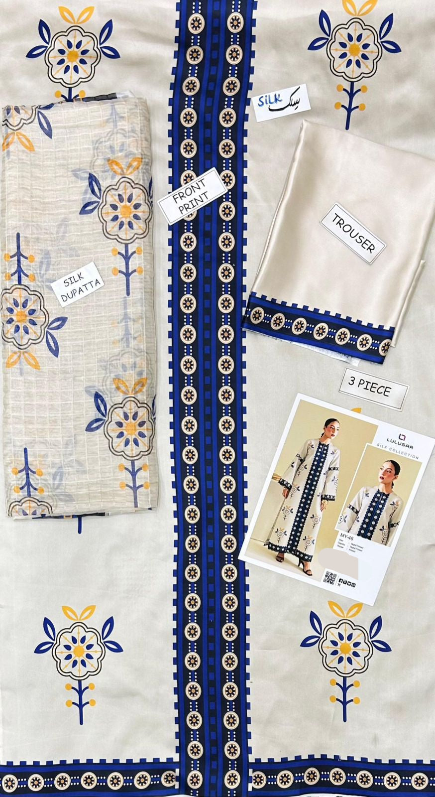 Beauty– 3Pc Silk Unstitched Suit featuring Digital Print on All Sides