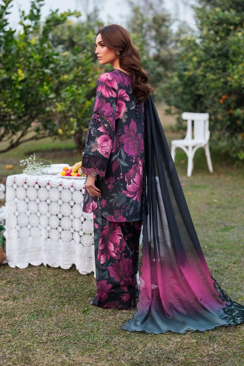 Stylish – 3Pc Unstitched Silk Suit (Digital Print Front, Back, Sleeves, Dupatta)