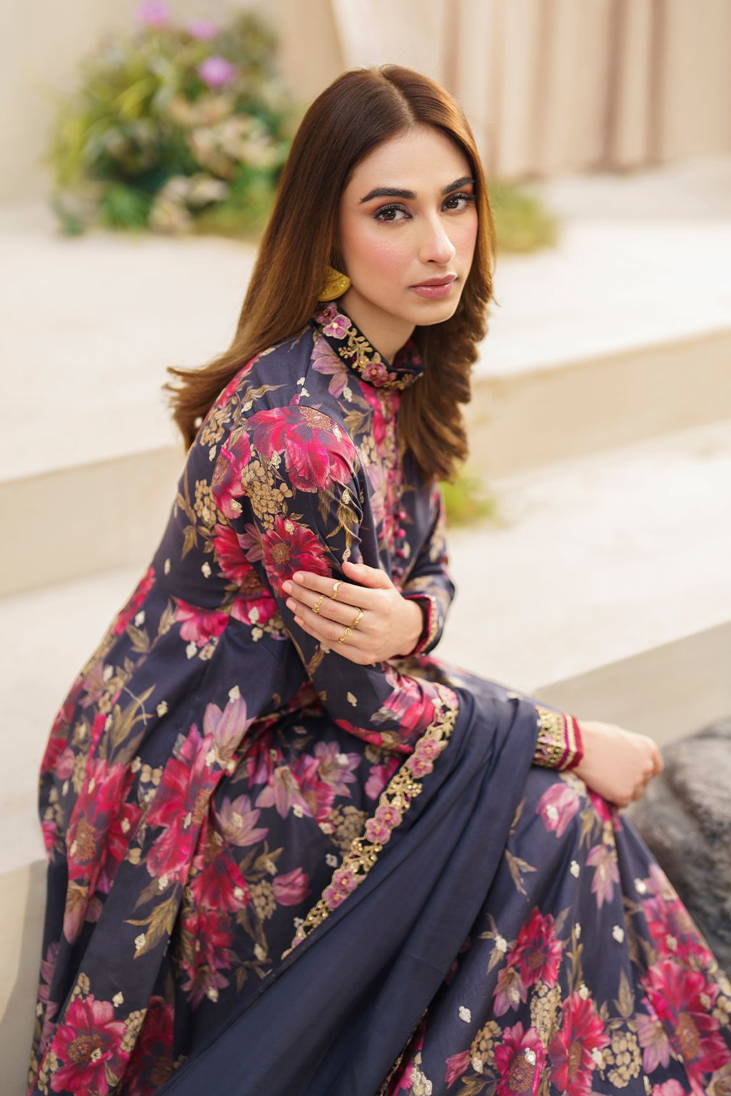 Premium – 3Pc Unstitched Silk Suit with Heavy Embroidery & Digital Print