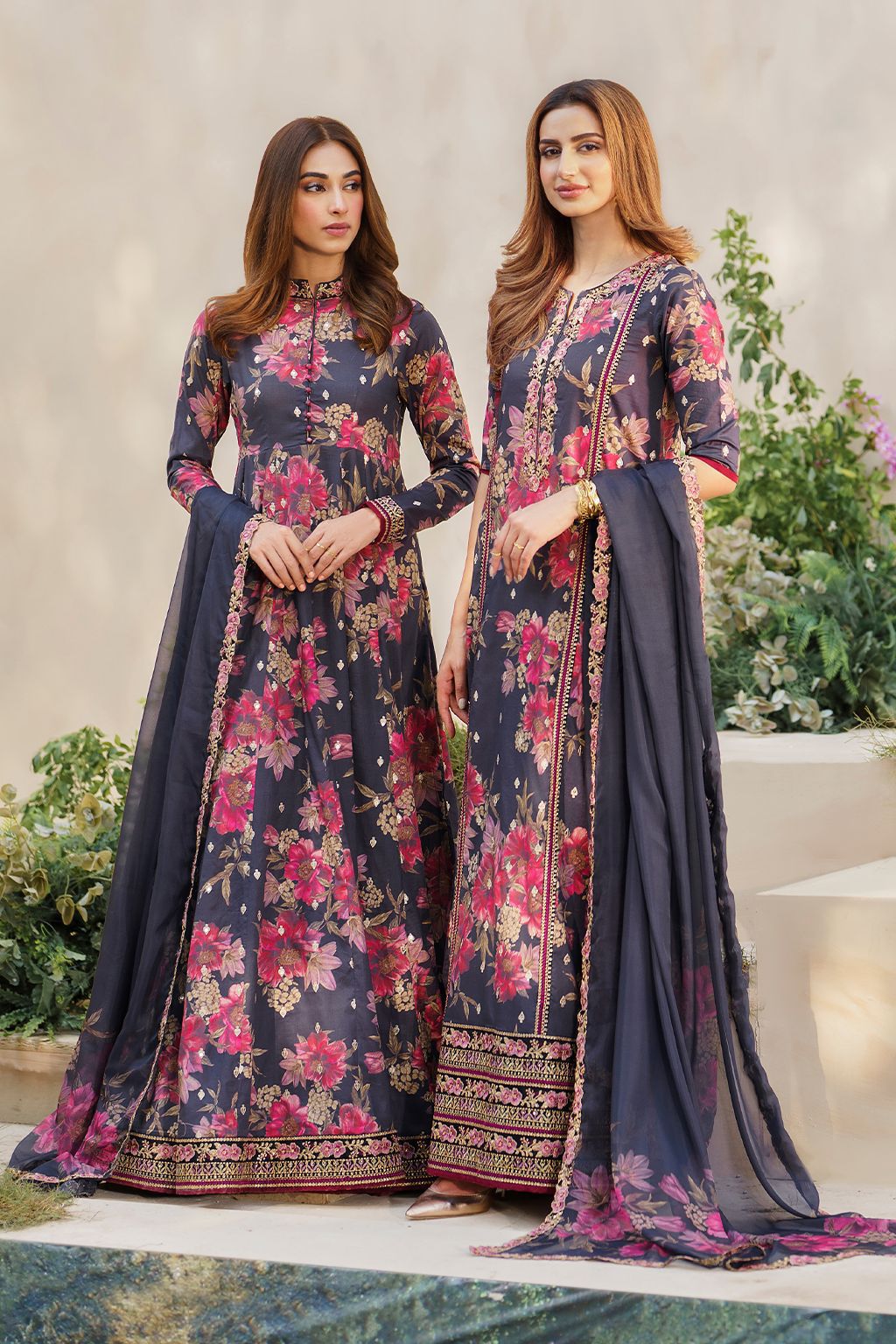 Premium – 3Pc Unstitched Silk Suit with Heavy Embroidery & Digital Print