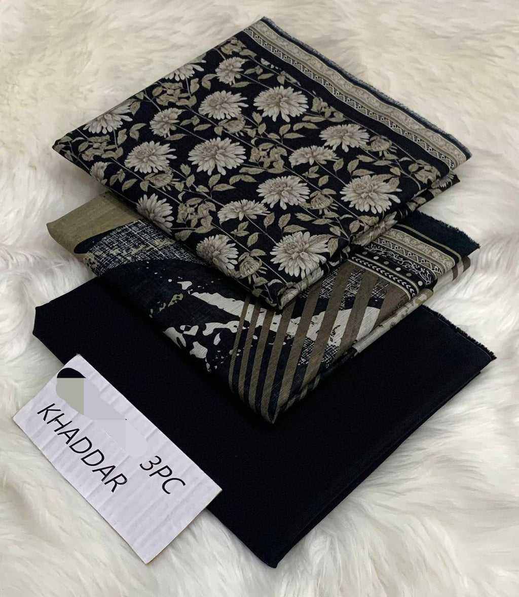 3PC Unstitched Printed Khaddar Collection – Beautiful Colors & Designs