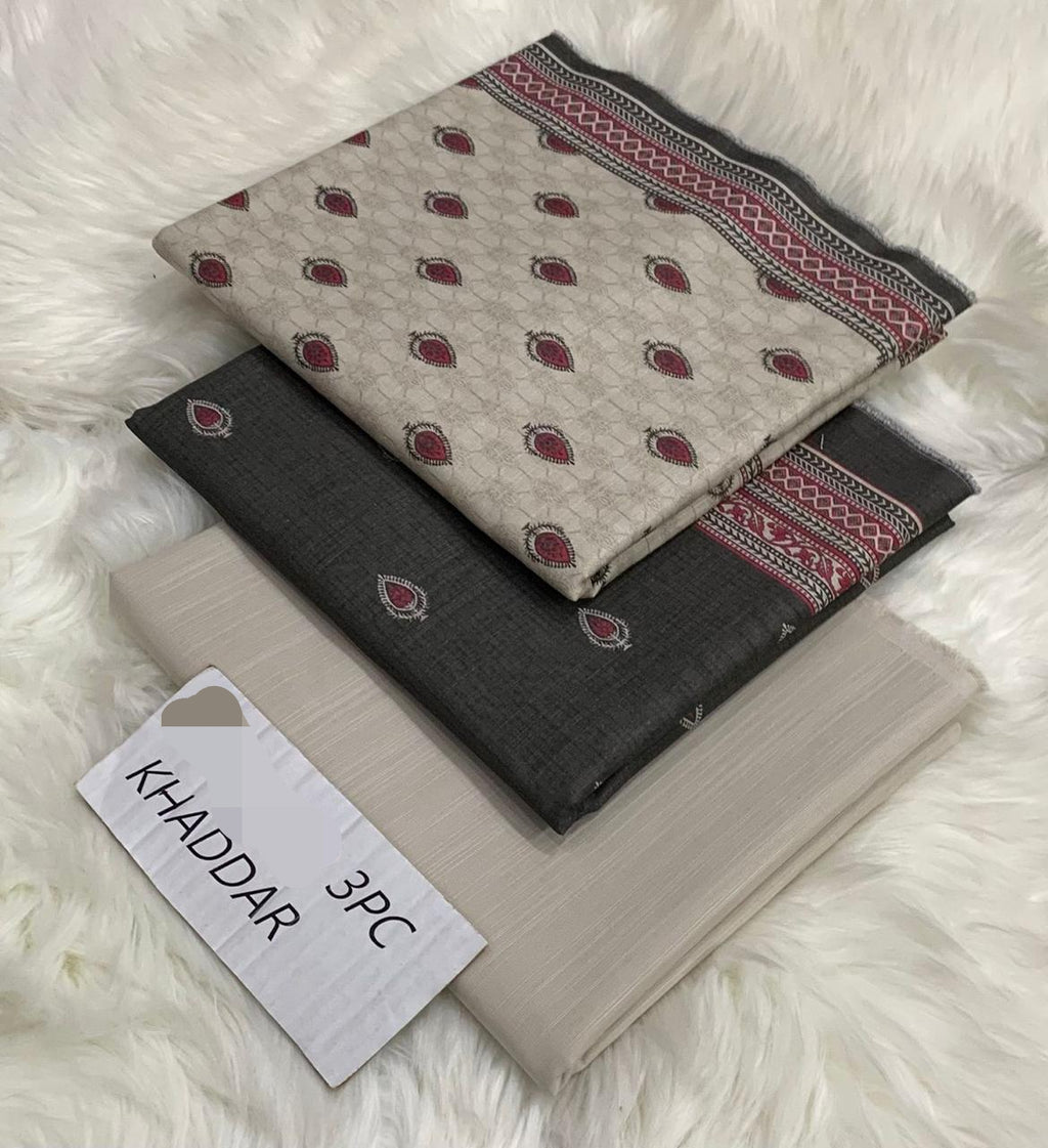 3PC Unstitched Printed Khaddar Collection – Beautiful Colors & Designs