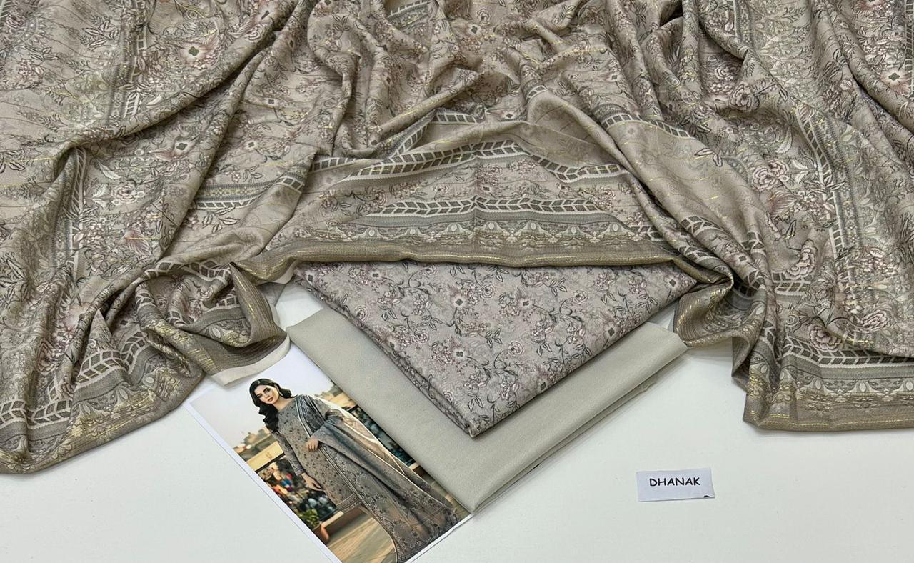 3PC Unstitched Digital Printed Dhanak Collection
