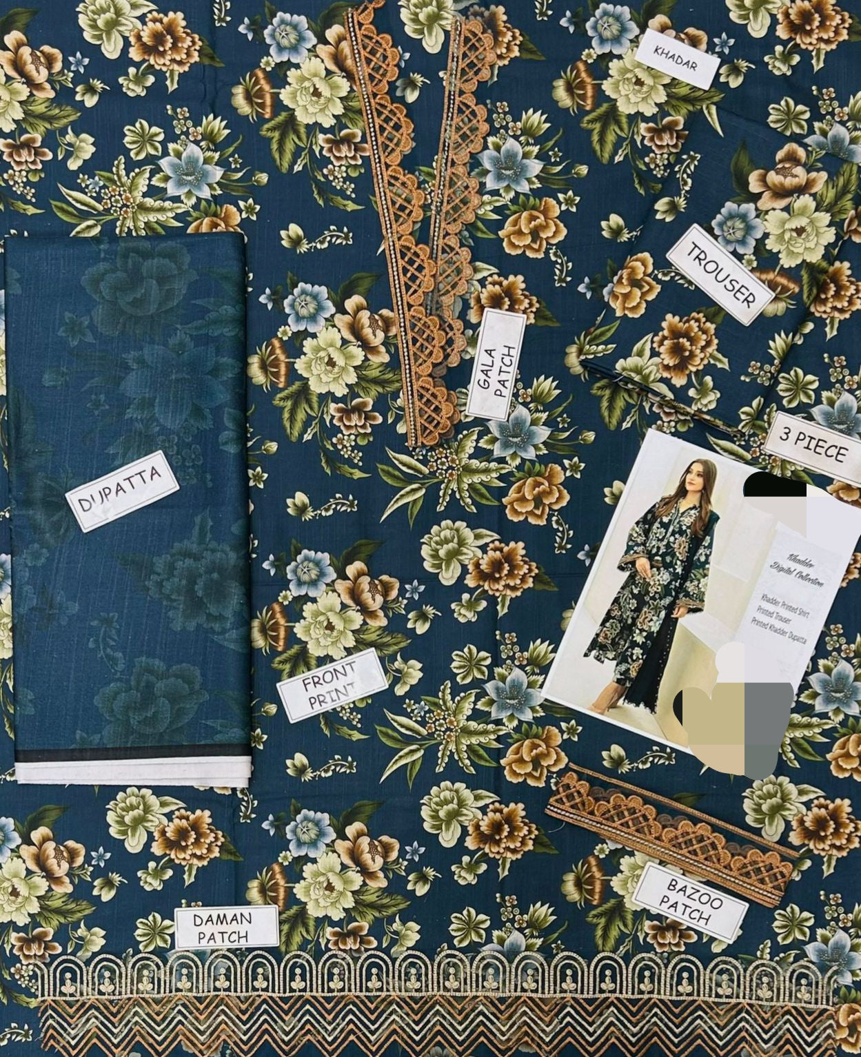 3PC Unstitched Embroidered & Digital Printed Khaddar Collection