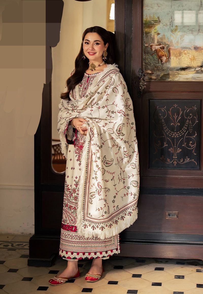 3PC Unstitched Dhank Embroidered Suit with Digital Printed Shawl
