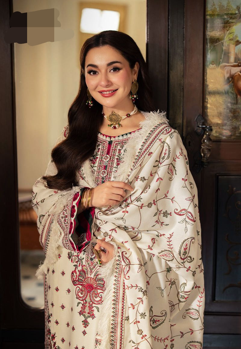 3PC Unstitched Dhank Embroidered Suit with Digital Printed Shawl