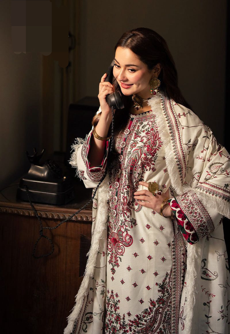 3PC Unstitched Dhank Embroidered Suit with Digital Printed Shawl