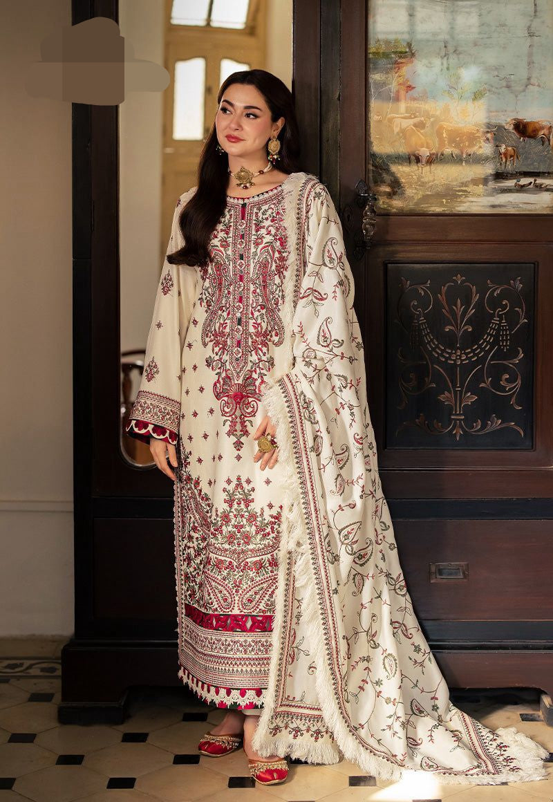 3PC Unstitched Dhank Embroidered Suit with Digital Printed Shawl